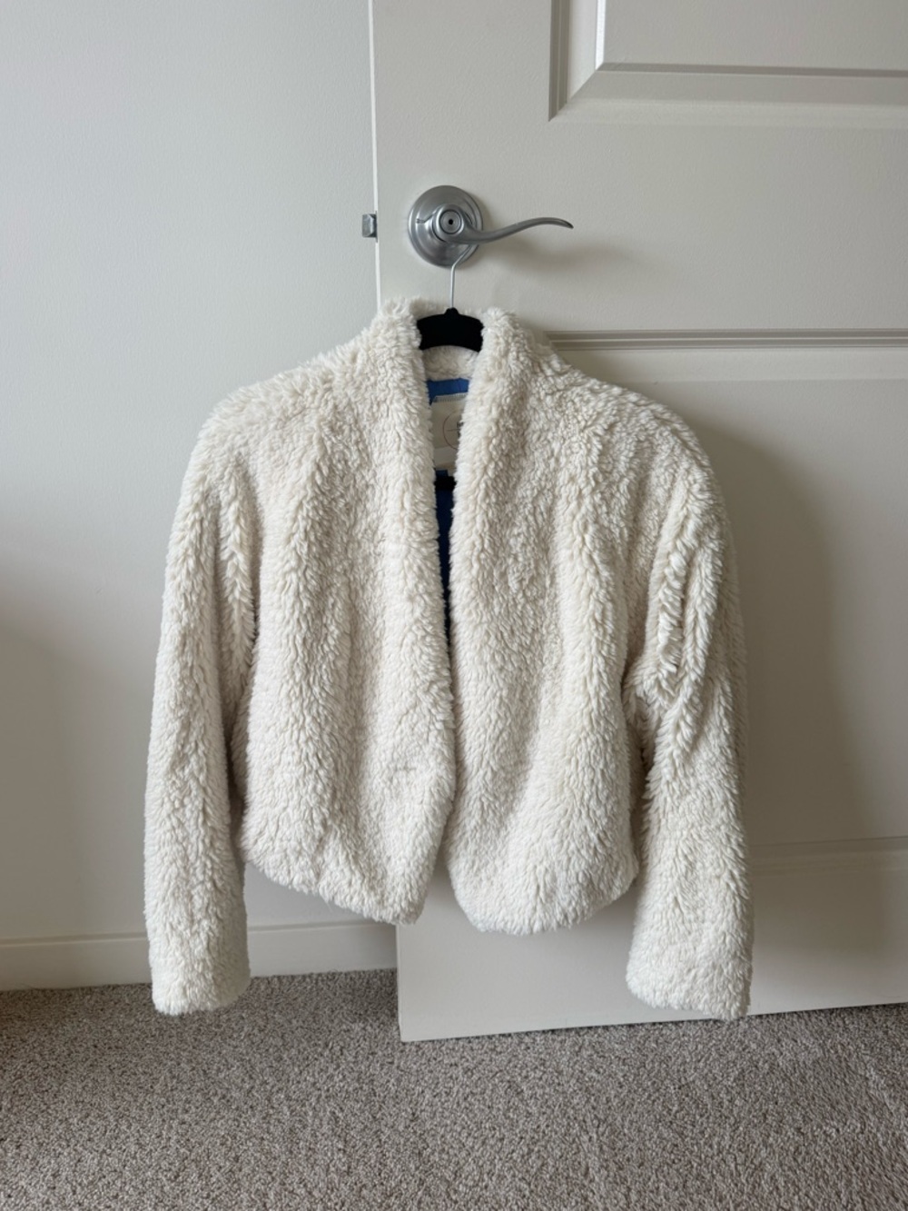 Anthropologie Faux Fur Hei Hei White Cropped Jacket
